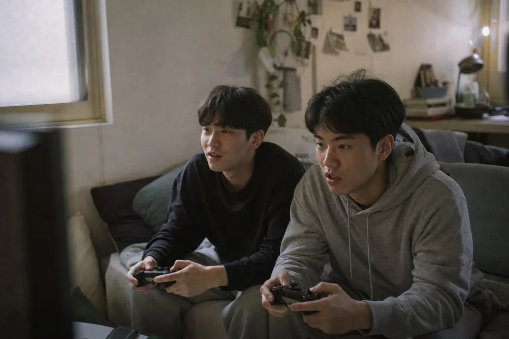 게임 보드와 점수판, 참가자 표시가 있는 게임 화면
